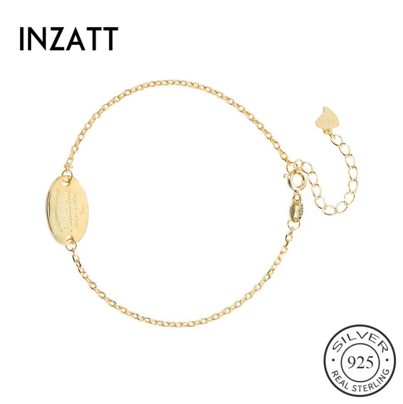

INZATT Real 925 Sterling Silver Geometric Oval Bracelet For Charming Women Party Classic Fine Jewelry 2019 Accessories Gift