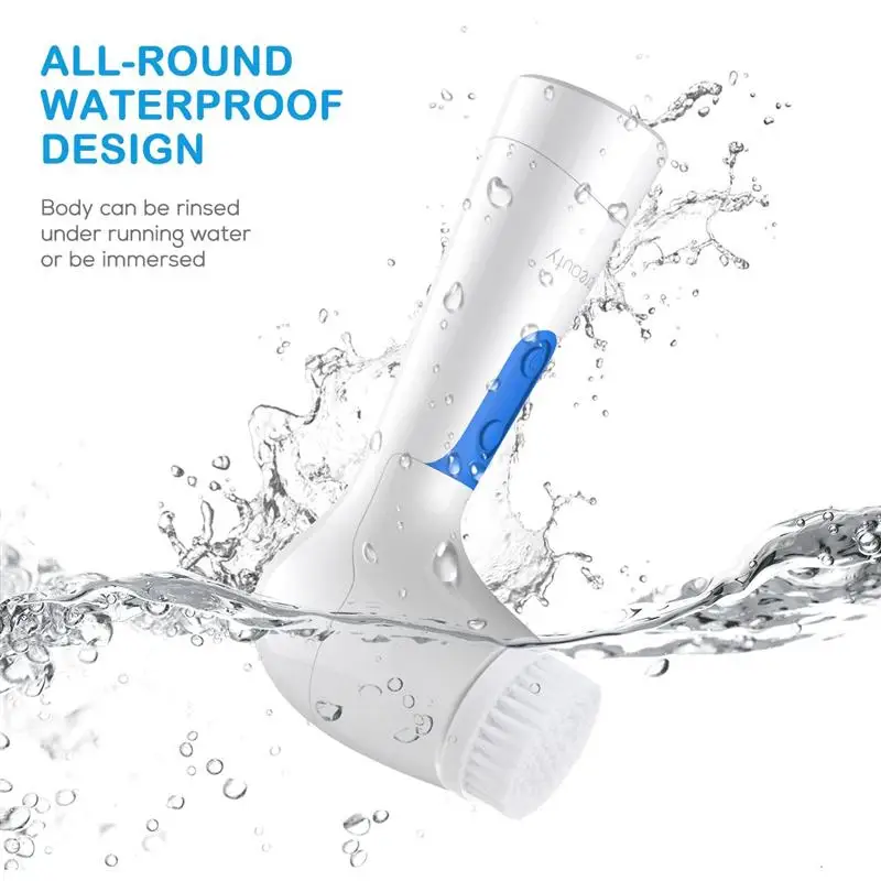 4 в 1 Водонепроницаемая электрическая щетка для чистки лица и тела с насадками