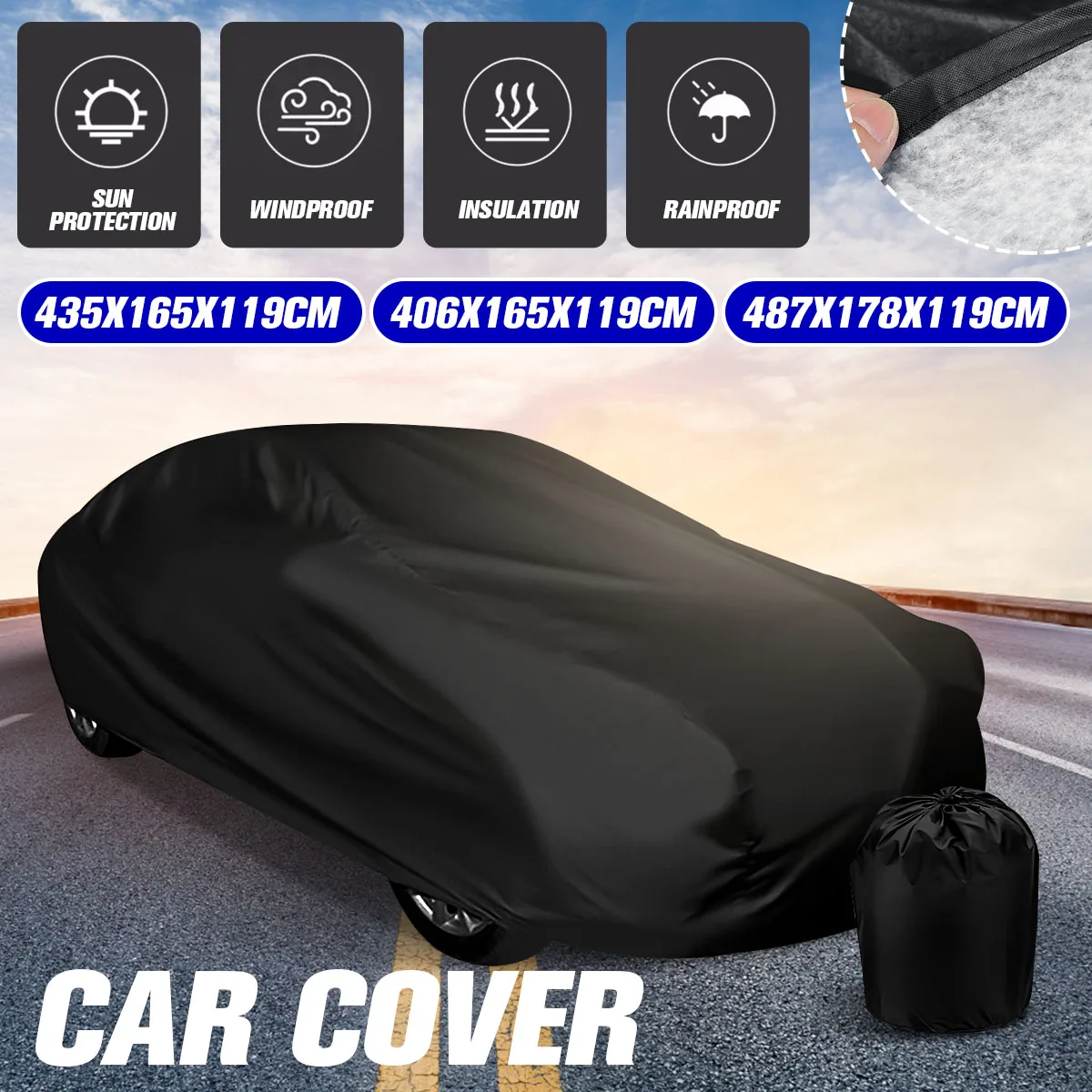 

Universal Thickened Full Car Cover 2 Layer Cotton Lined Waterproof Anti UV Auto Protector Case Dustproof Cover For Toyota/BMW/VW