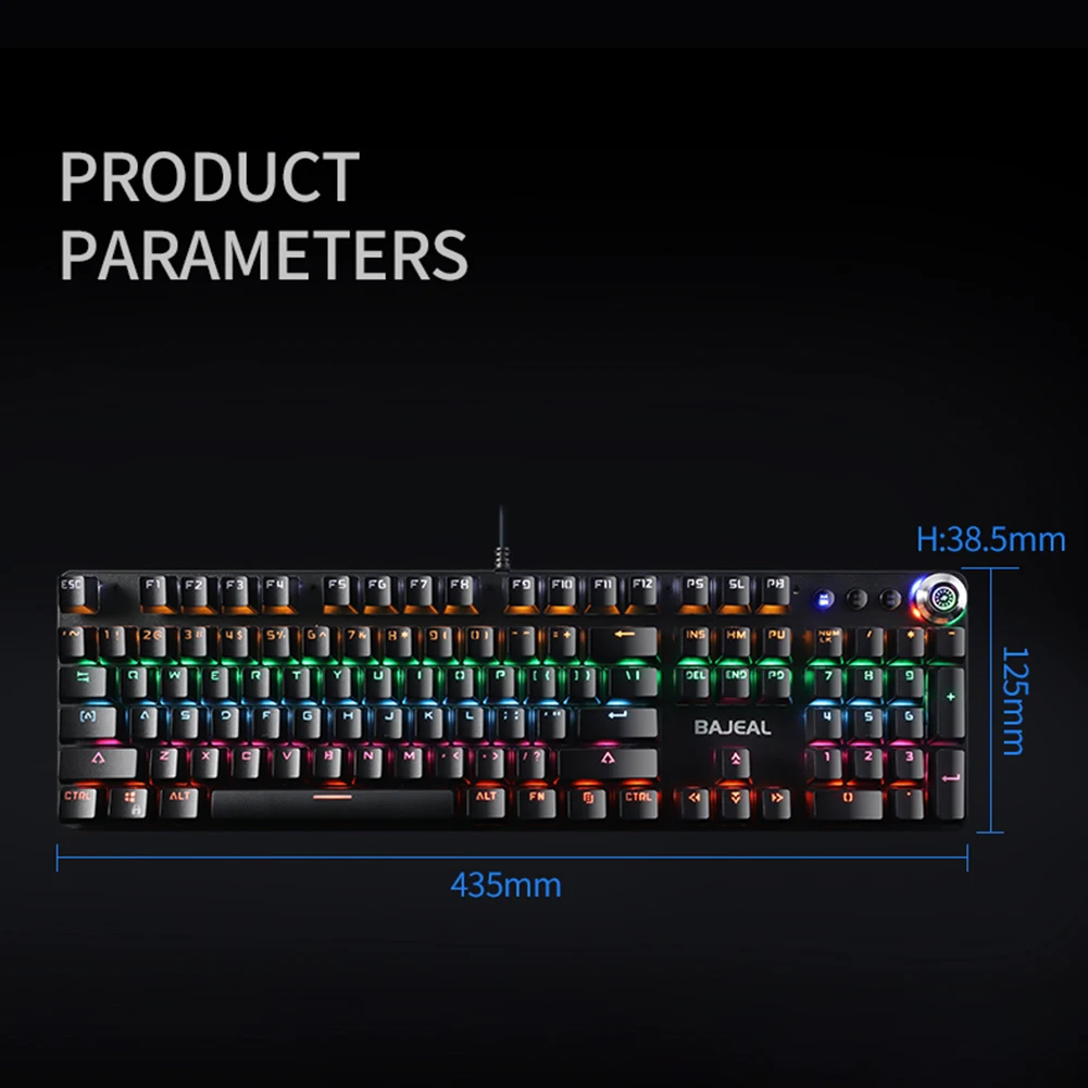 

Backlight Gaming Mechanical Keyboard 108 Keys USB Blue Switch Colorful Backlight Gaming Mechanical PC Laptop Desktop Keyboard