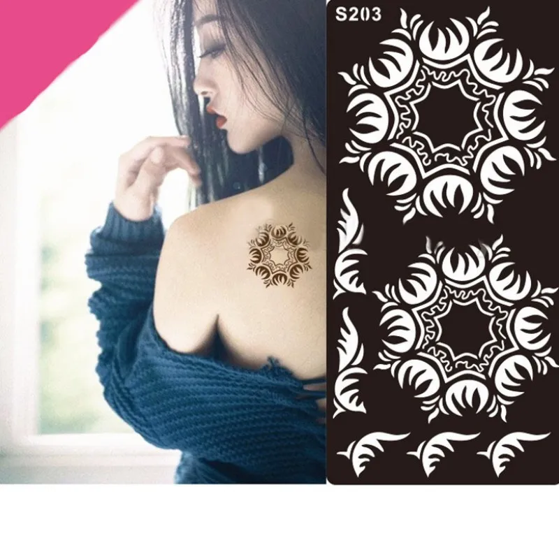 Временная Аэрограф трафарет для татуировки хной женщин водостойкий рисования