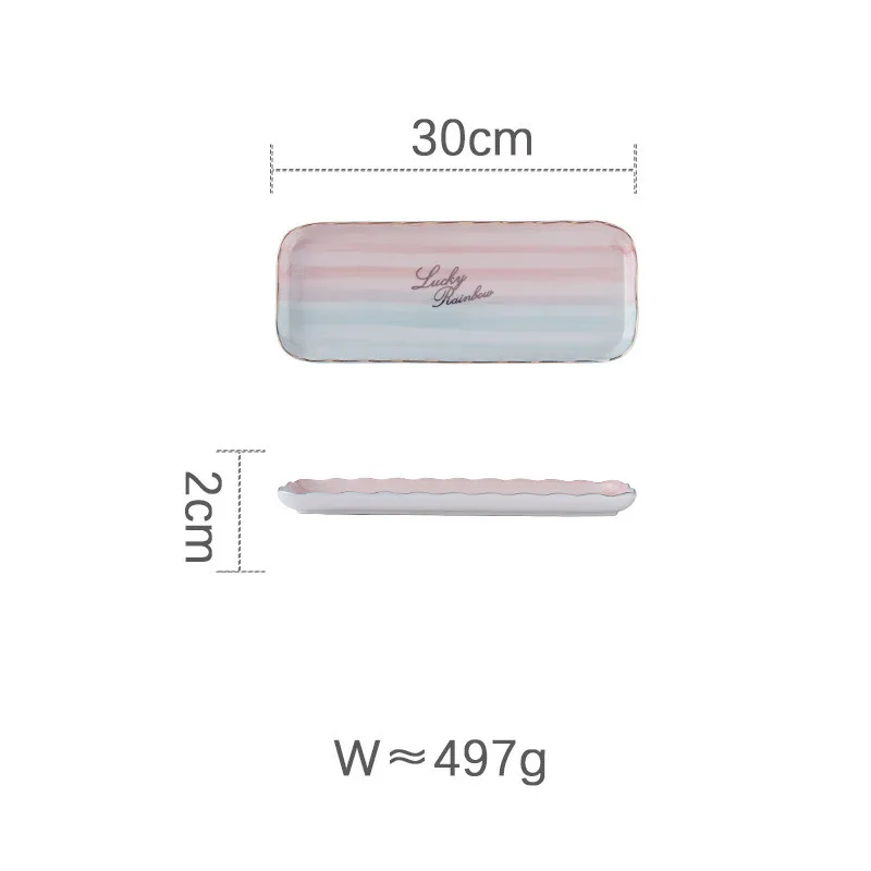 30cm Rectangle Прямоугольная керамическая тарелка с меняющимся цветом, Скандинавская квадратная фарфоровая глазурь, тарелка для ужина, макаронные изделия, десерт, лоток, Бытовая Посуда, тарелка - Цвет: 30cm Rectangle