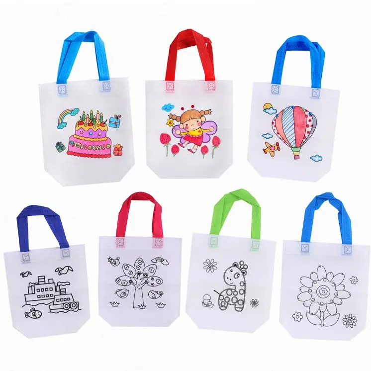 

5 Sets DIY Graffiti Bag with Markers Handmade Painting Non-Woven Bag for Children Arts Crafts Color Filling Drawing Toy GYH