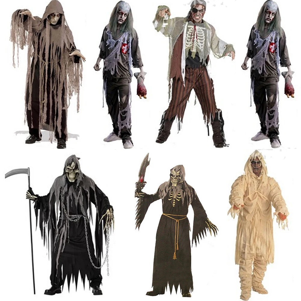 Adults Halloween Complete Zombie+Mask Fancy Dress Horror Costume Mens Cosplay Outfits Party Mens Fancy Dress Costume