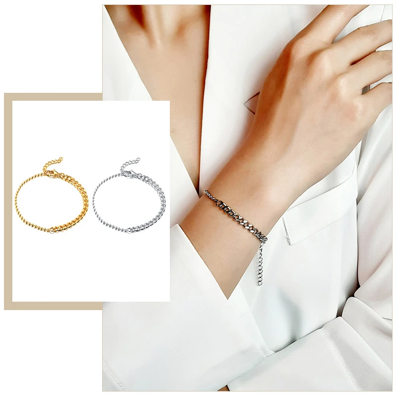 Браслеты женские из нержавеющей стали изящные Смешанные цепи панцирного