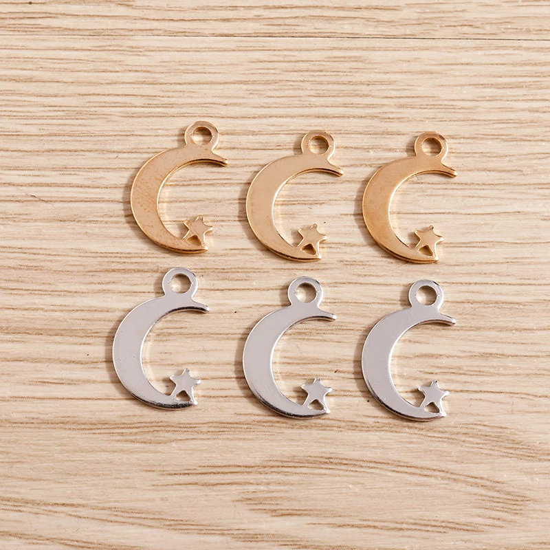 

50pcs 11*17mm 2 Colors Alloy Moon Star Charms for Earrings Pendants Necklaces Bracelets DIY Handmade Jewelry Making Accessories