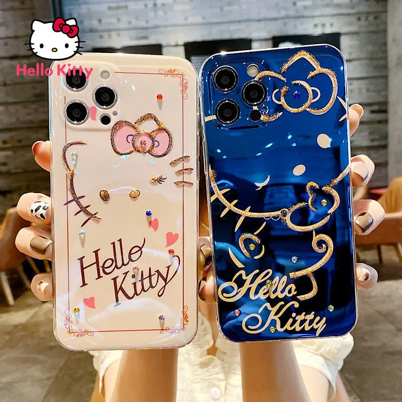 

Hello Kitty Rhinestone Cartoon Soft Case for iPhone13 13Pro 13Promax 12 12Pro Max 11Pro X XS XR 7 8P Silicone Phone Case