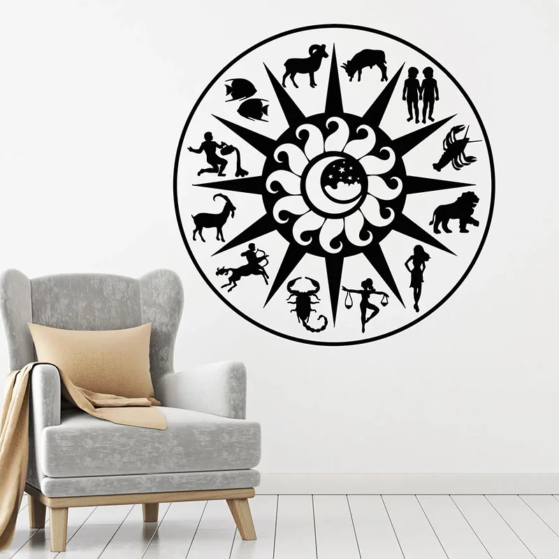 Настенные виниловые наклейки с символами зодиака астрология солнце луна дверь