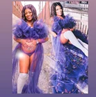 Фиолетовые платья для беременных с оборками для фотосессии тюлевые сексуальные прозрачные тюлевые платья халат для женщин Одежда для беременных