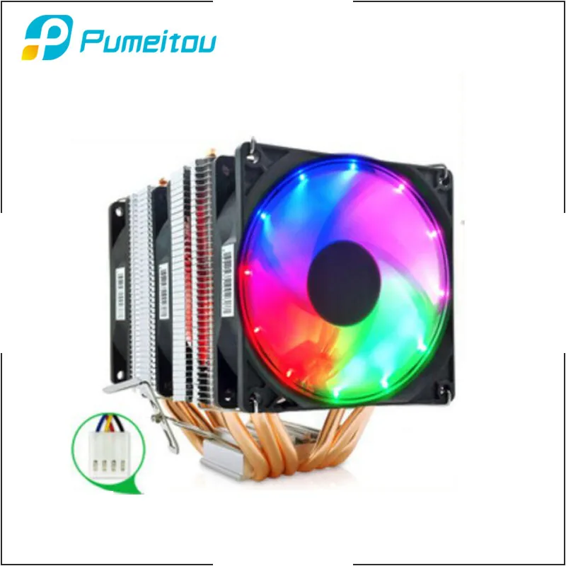 Кулер для процессора Pumeitou AMD Intel с RGB подсветкой 3 контакта 4 контакта|Кулеры и