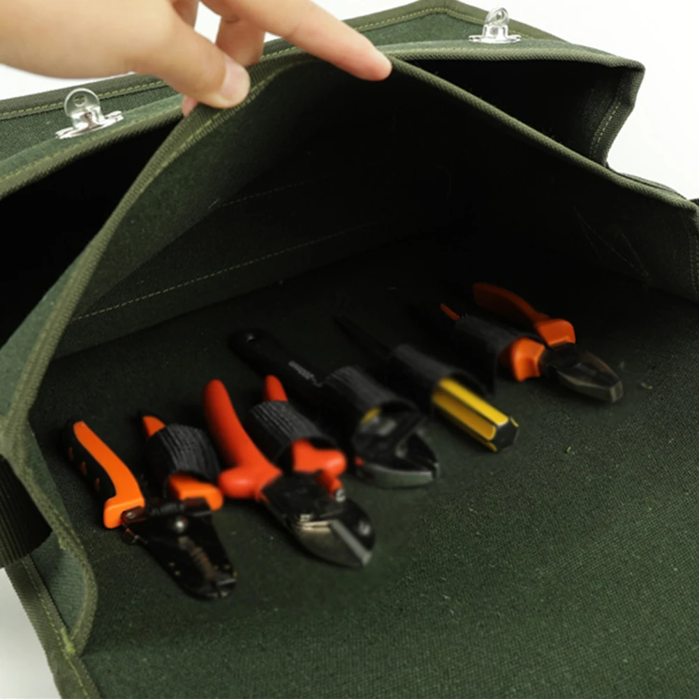 

Multifunctional Repairing Canvas Portable Storage Bag Electrician Tool Larger Capacity Carrying Double Layer Multi Pockets