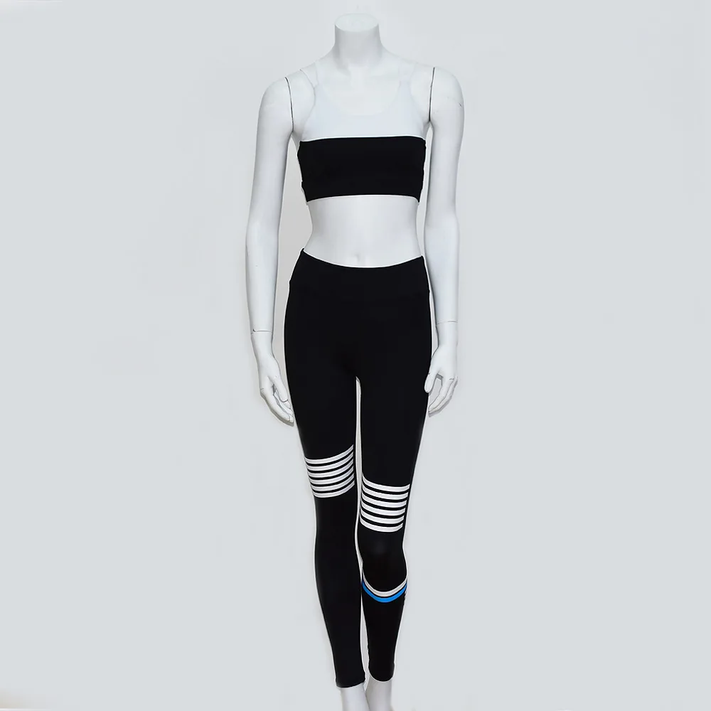 Black-Set Женский спортивный костюм, спортивный костюм для занятий йогой, комплект из 2 предметов, тренажерный зал, йога фитнес тренировка, одежда, леггинсы, наборы для бега, костюмы для тренировок, фитнеса, йоги, набор - Цвет: Black-Set