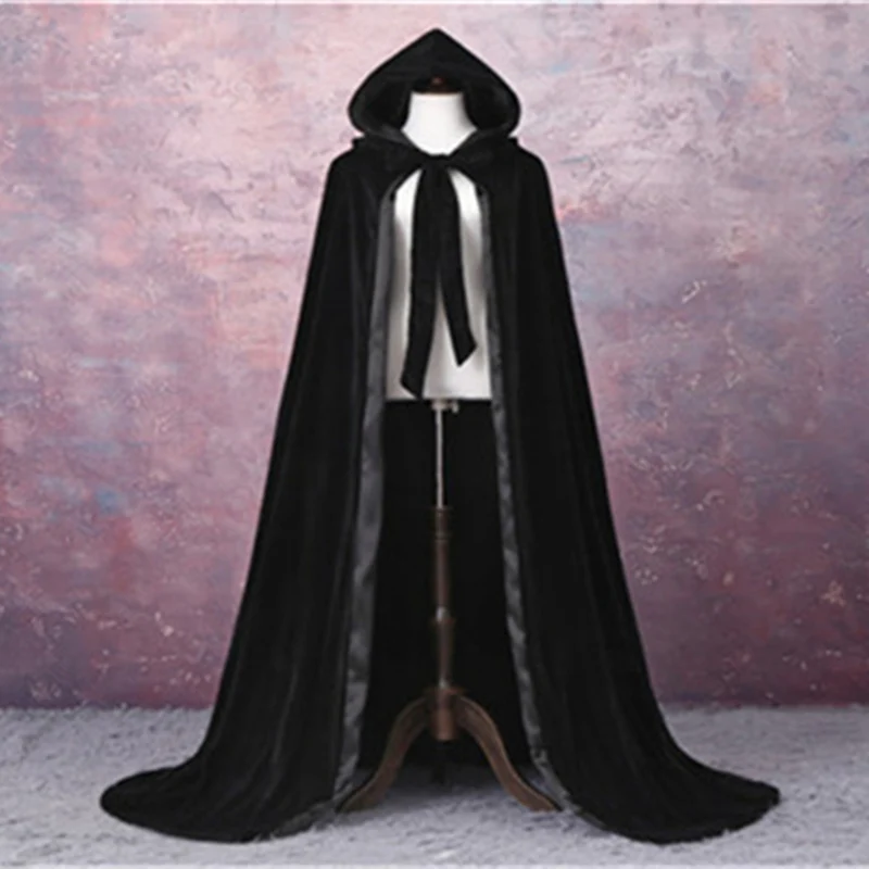 

Hollowee Cosplay Cape Robe Hooded Velvet Cloak Gothic Vampire Wicca Medieval