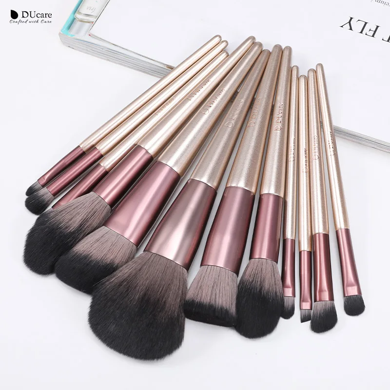 

DUcare Professional 12Pcs Makeup Brush Set Synthetic Hair Foundation Contour Eyeshadow Eyebrow Concealer Cosmetics Make Up Tools