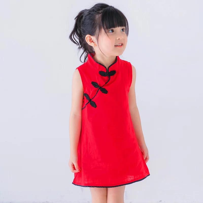 Girls Dress Cotton Sleeveless Princess Girl Pink Red Blue Fashion Summer Kids 2020 New Clothes | Детская одежда и обувь
