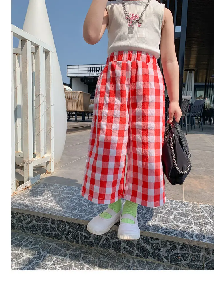 Girls pants spring summer clothes new thin anti mosquito children&#39s casual baby kids girls plaid trousers P4 244 | Детская одежда