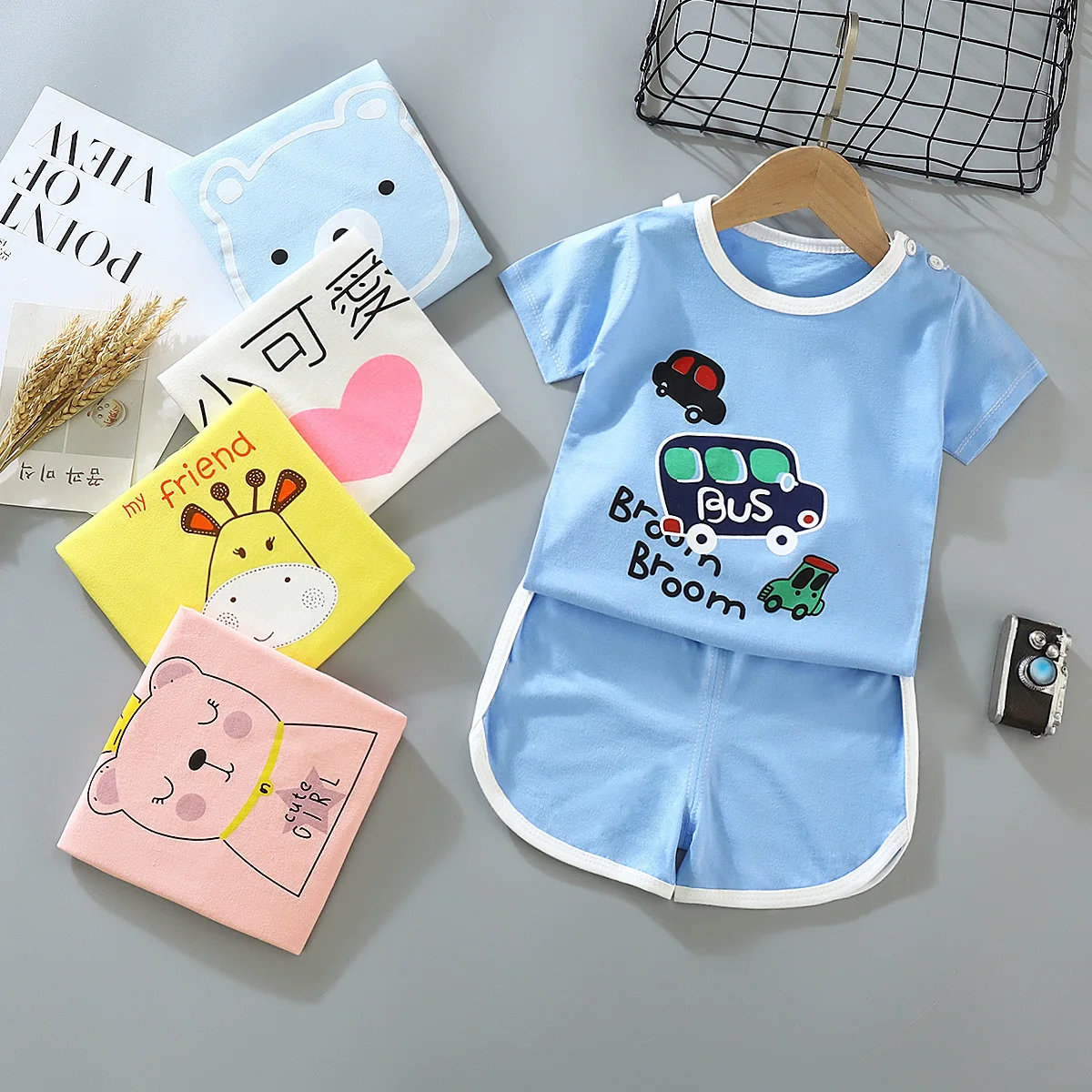 2021 Summer Kids Sets Boys Girls Cartoon T Shirts+shorts 2pcs Suits Children Summer Clothing Set Kids Fashion Cotton Cute Sets summer kids clothes sport sets for girls sea short sleeve t shirts denim shorts children korea style cotton clothing suits