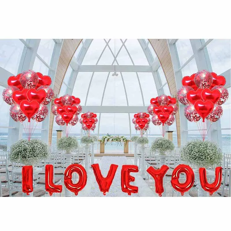 Набор воздушных шаров с надписью I LOVE YOU украшение для свадебной вечеринки из