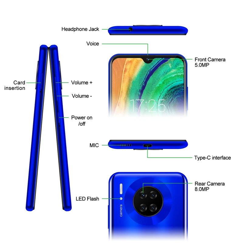 XGODY mate 30 4G смартфон Android 9,0 6,2" экран капли 3G 32G MTK6737 четырехъядерный 8 Мп 2850 мАч разблокировка лица ID мобильный телефон