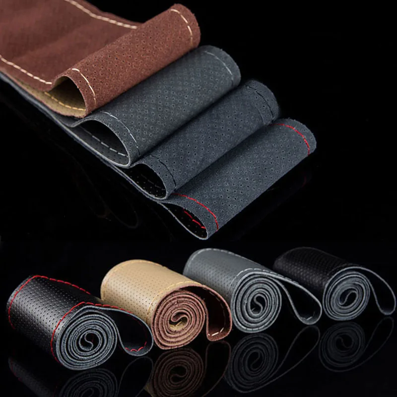 DIY настоящая Воловья кожа Чехол рулевого колеса автомобиля Funda Volante чехол оплетка