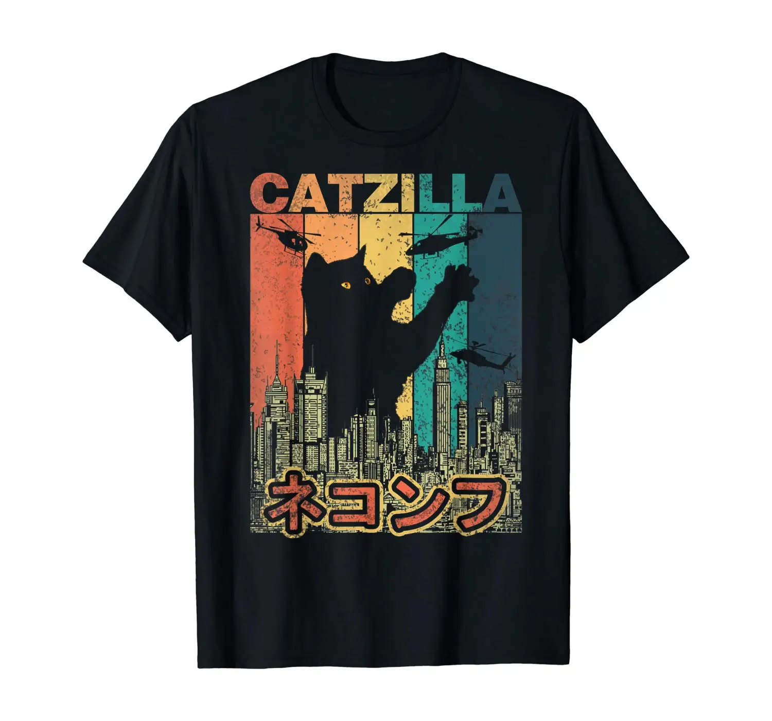 Винтажная Футболка CATZILLA Japan Kitty Cat lovers на Хэллоуин|Мужские футболки| |