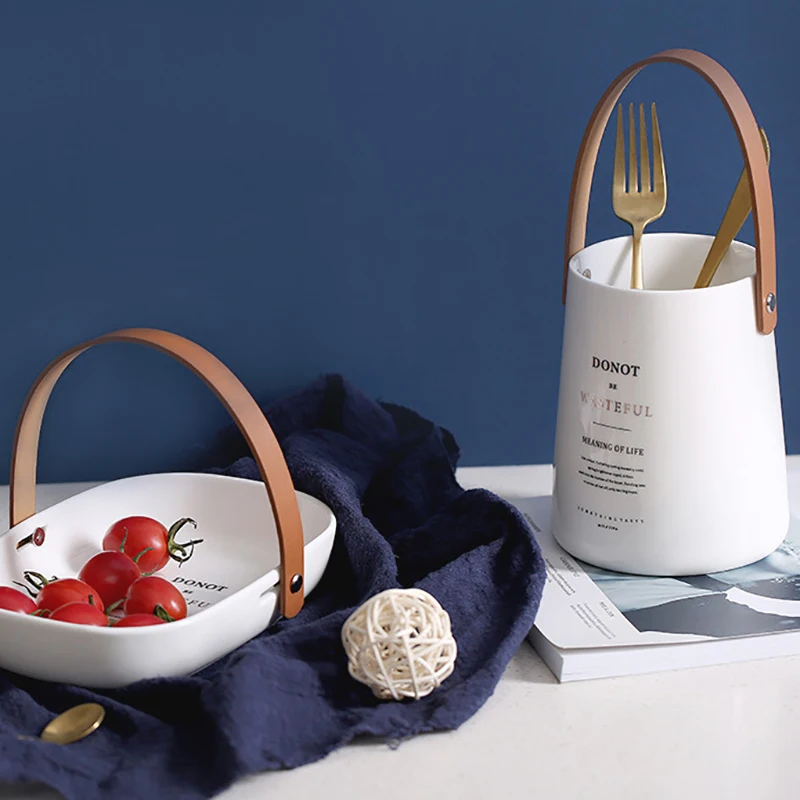 Уникальная Изысканная баночка для хранения в скандинавском стиле с кожаной