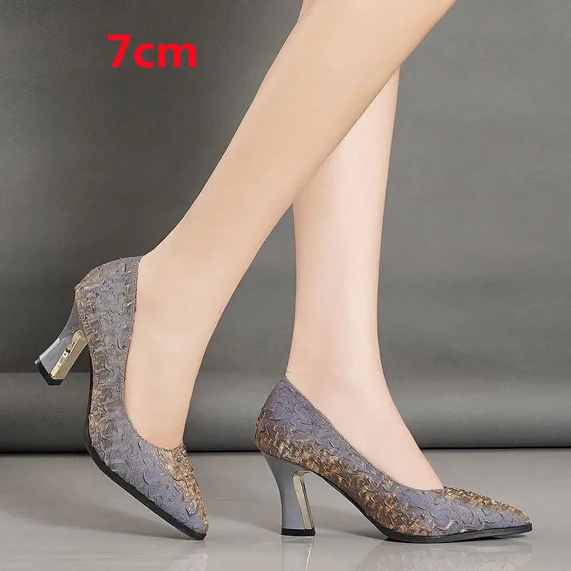Cresfimix Zapatos Dama/женские модные туфли-лодочки синего цвета на высоком каблуке 7 см