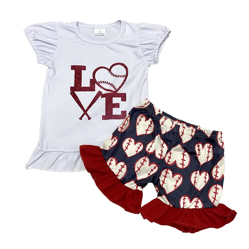 Бутик детской одежды для бейсбола и любящее сердце с принтом комплект летней