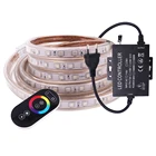 Светодиодная лента RGB 5050 220 в 240 в 60LED Водонепроницаемая с контроллером привода 1500 Вт RF сенсорный пульт дистанционного управления светодиодная лента веревочный светильник украшение дома