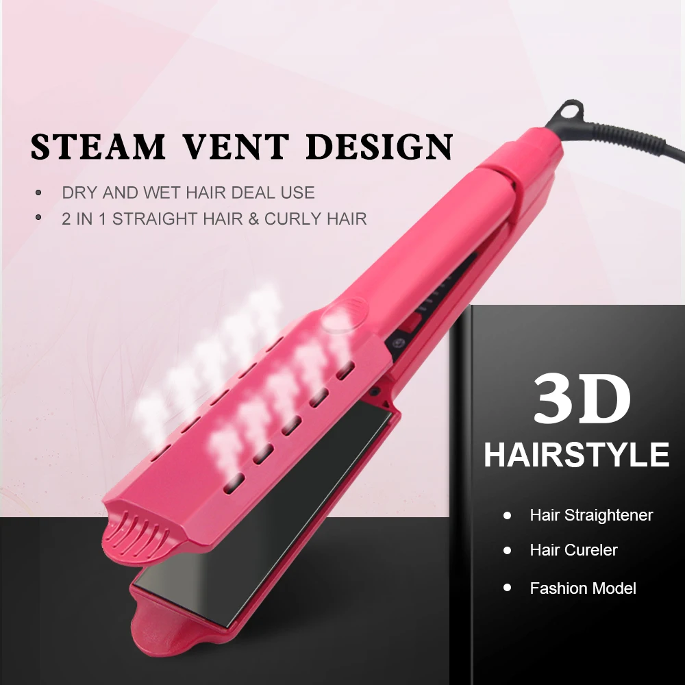 Паровой выпрямитель для волос керамический плоский утюг с пятизубчатой