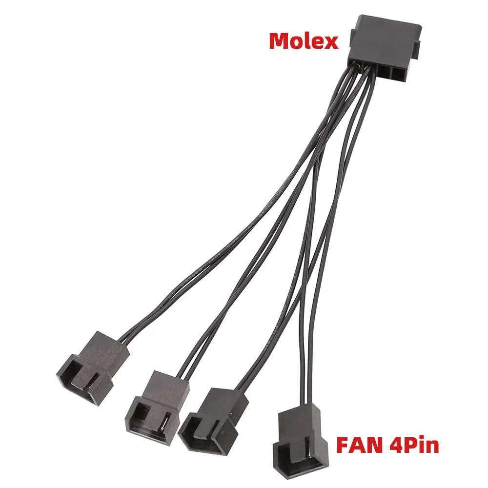 

Адаптер питания для радиатора Molex, распределитель для вентилятора, черный провод, от 1 до 4*4 контактов, IDE