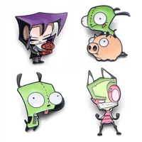 l2500 funny cute alien metal enamel pins collection lapel pin backpack briefcase badge anime brooch jewelry accessories