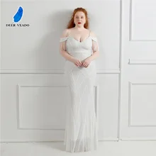 Deerveado plus size branco vestido de noite vestidos de festa feminino noite elegante vestido formal 2021 luxo sereia lantejoulas vestido k18581 (2)