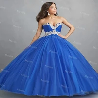 classy royal blue quinceanera dresses 2021 sweetheart lace ball gown tulle prom dress floor length sweet 15 party evening wear