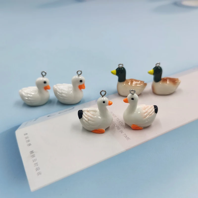 10pcs Cute Swan Ducks Resin Charms Mandarin Duck Pendant For Jewelry Making Diy Earring Keychain Floating Charm Craft C530 - купить по