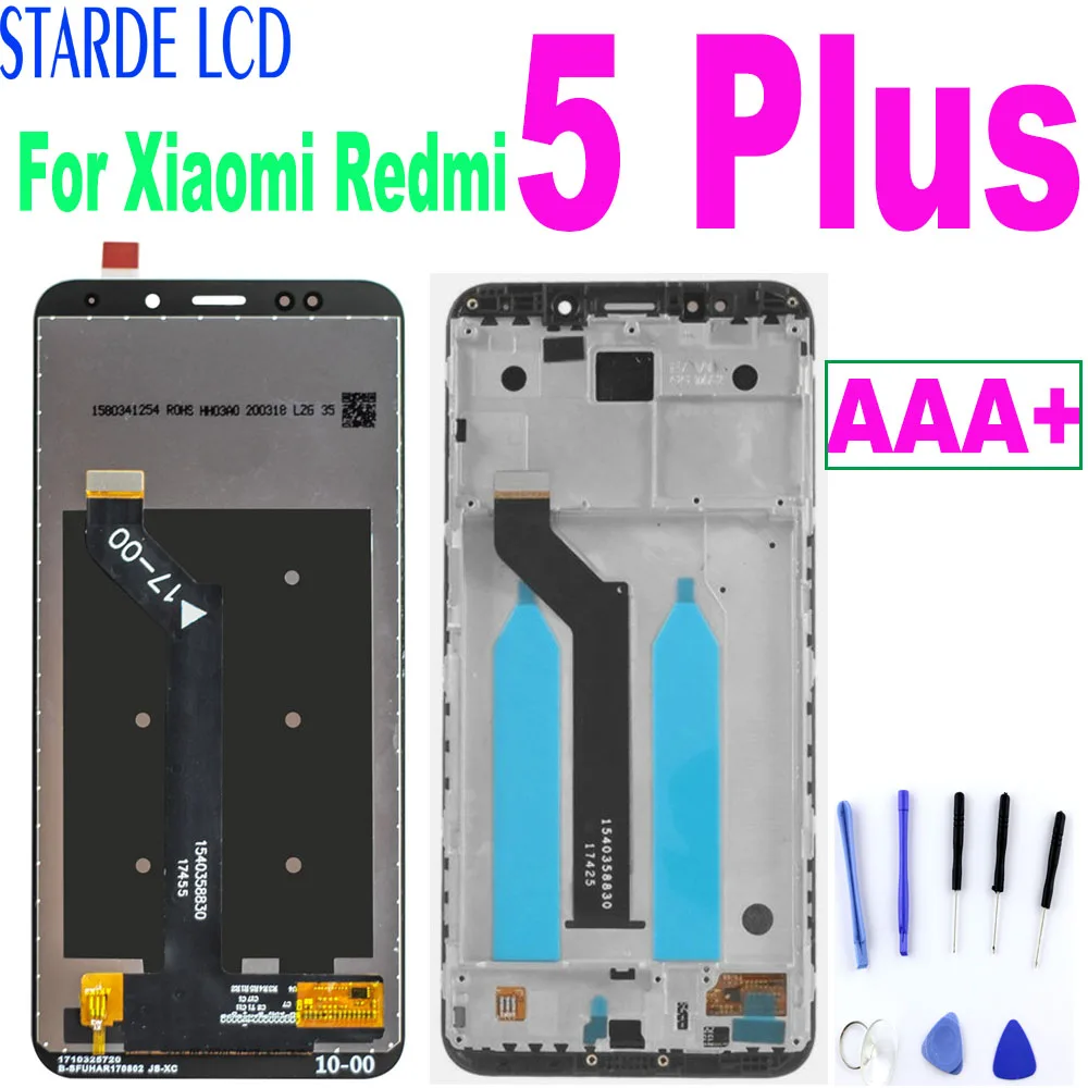 AAA + Лучший ЖК-дисплей для Xiaomi Redmi 5 Plus, ЖК-дисплей, 10-точечный сенсорный экран, дигитайзер в сборе + рамка Redmi5 Plus MEG7, стекло