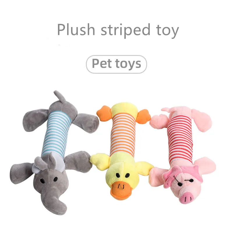 

Squeak Chew Dog Toys Sound Dolls Dog Cat Fleece Pet Funny Plush Toys Elephant Duck Pig Fit for All Pets Durability