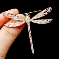 fashion crystal pink yellow dragonfly brooches for women brooch pin costume suit scarf decoration new insect animal jewelry 2020