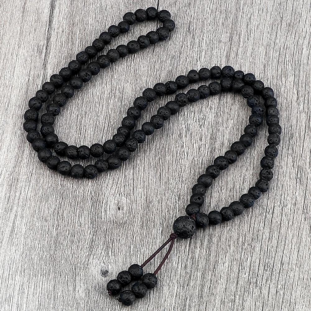 

Men Volcanic Lava Stone Beaded Necklace 108 Mala Beads Meditation Yoga Wrap Bracelets Handmade Black Energy Jewelry Oil Diffuser