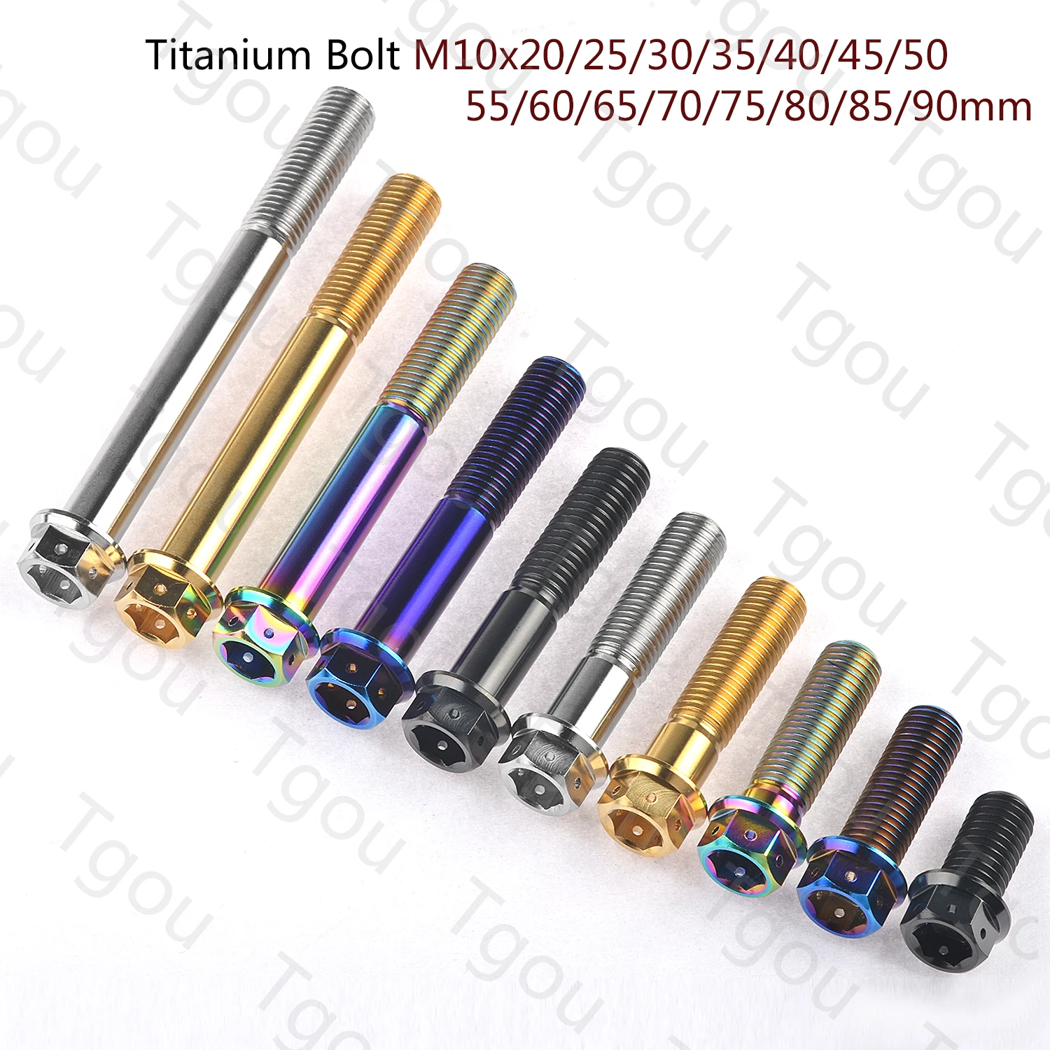 Титановый болт Tgou M10x20 ~ 90 мм винты с внутренним и внешним шестигранником для