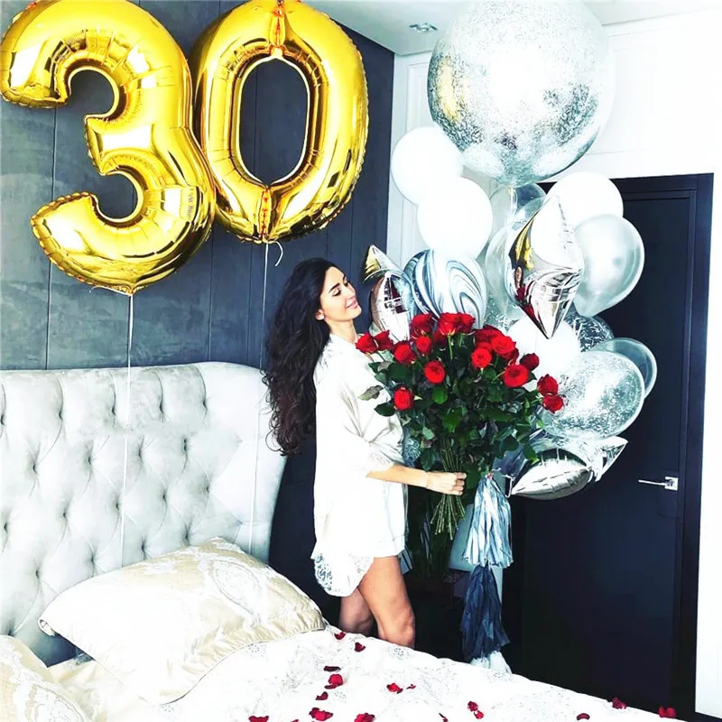 32 дюйма Фольга шара с цифрой баннер на день рождения воздушные шары гелиевый