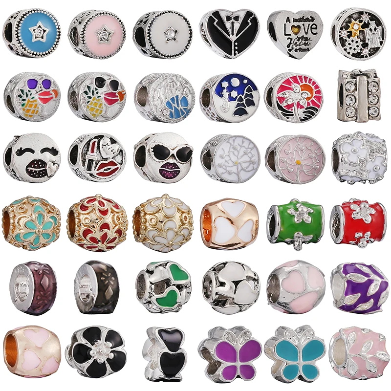 

2Pcs/Lot Summer Style Silver-Plated Bead Accessories, Used To Make Branded Ladies Bracelets, Fine Bracelet Gifts