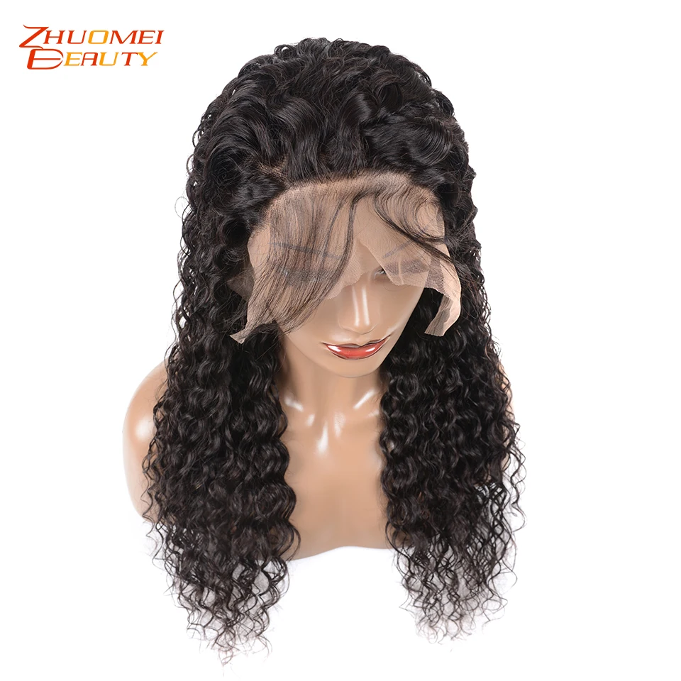 Zhuomei beauty 150% волнистые человеческие волосы на кружеве 13*6/13*4 Remy перуанские кружевные передние парики с детскими волосами предварительно выщипанные