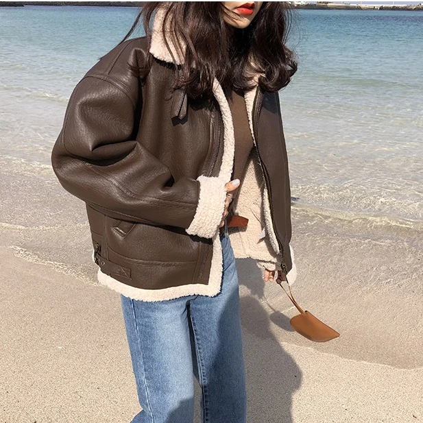 Женская теплая куртка с длинным рукавом и отложным воротником|Женские куртки| |