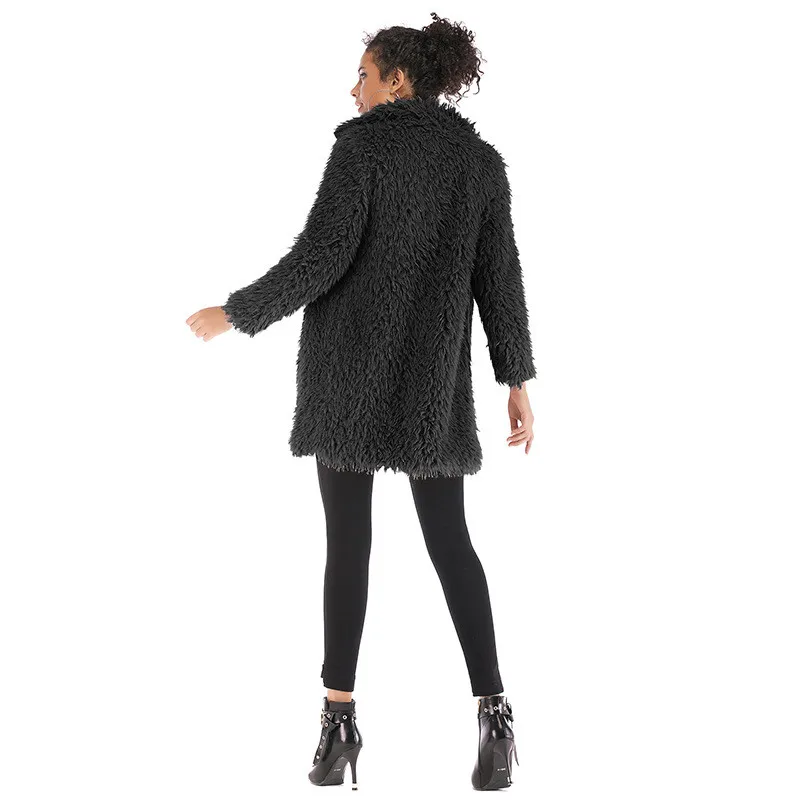 

Ymwmhu Women Blend Coat Fleece Autumn Winter New Long Wool Coat Turn-down Collar Thick Warm Outerwear Abrigos Mujer Invierno