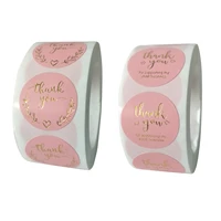 500 pieces roll uu gift bronzing pink round stickers thank you handmade diy love seal label scrapbook stickers