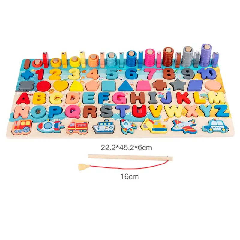 

Montessori Wood Blocks Puzzle Board Set for Toddler Preschool Kids Learning