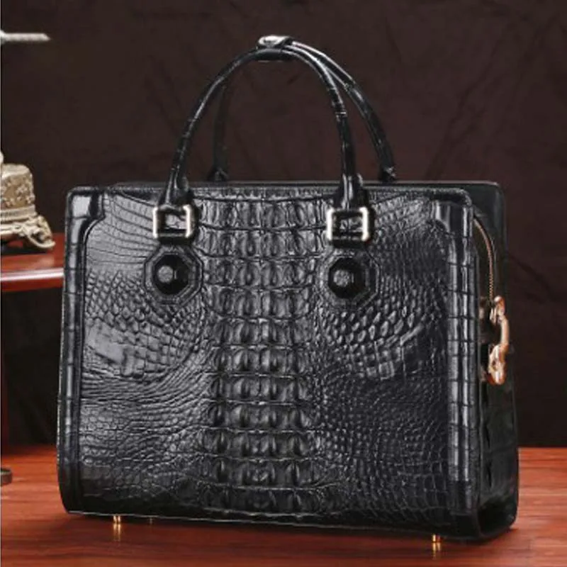 LINSHE crocodile  men  handbag  business  Genuine leather  Cross section  worn  Laptop bag  The large capacity  Men's bags