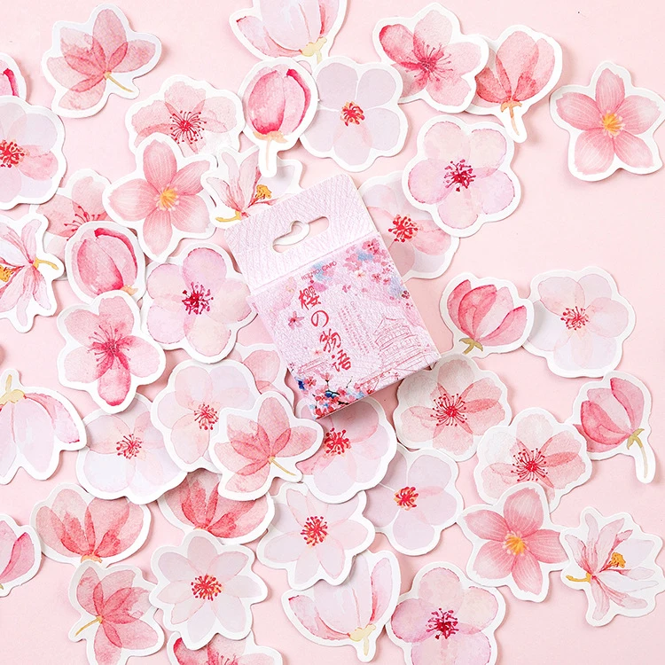 

Mohamm Japanese Cherry Blossoms Planner Flower Diary Deco Paper Small Kawaii Stickers Stationary Scrapbooking Journal