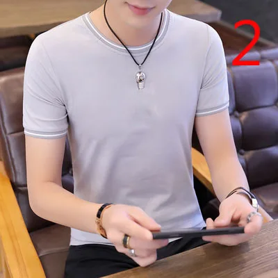 

New mercerized cotton men's round neck youth summer short-sleeved men's T-shirt cotton loose half sleeve